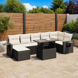 8 Piece Garden Sofa Set with Cushions Outdoor Furniture Patio Black