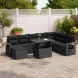 Garden Sofa Set 9 Piece Outdoor Furniture Patio Lounge with Storage Cushions