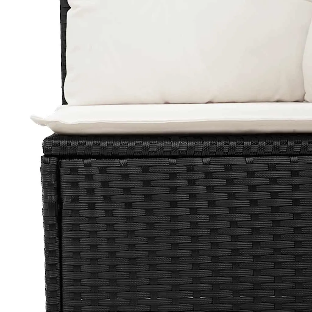 5 Piece Garden Sofa Set Black Poly Rattan Outdoor Furniture Patio Seating with