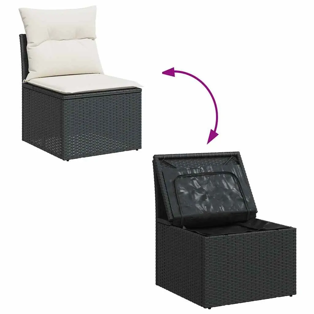 5 Piece Garden Sofa Set Black Poly Rattan Outdoor Furniture Patio Seating with