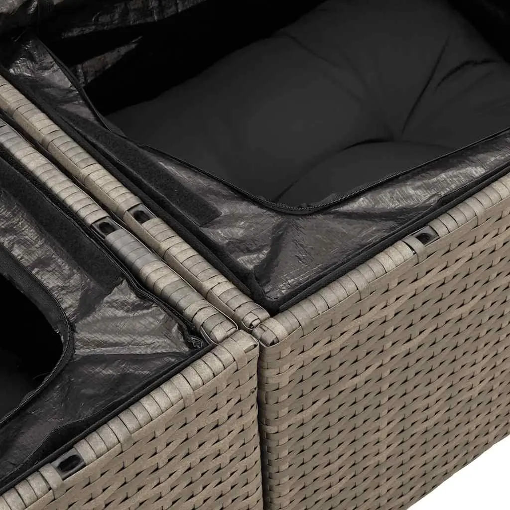 7 Piece Garden Sofa Set Grey Outdoor Patio Furniture Rattan with Cushions