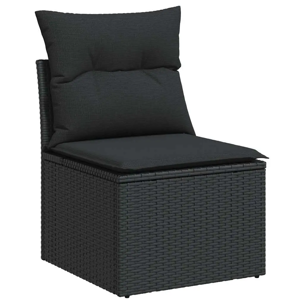 7 Piece Garden Sofa Set with Storage Cushions Black Outdoor Patio Furniture