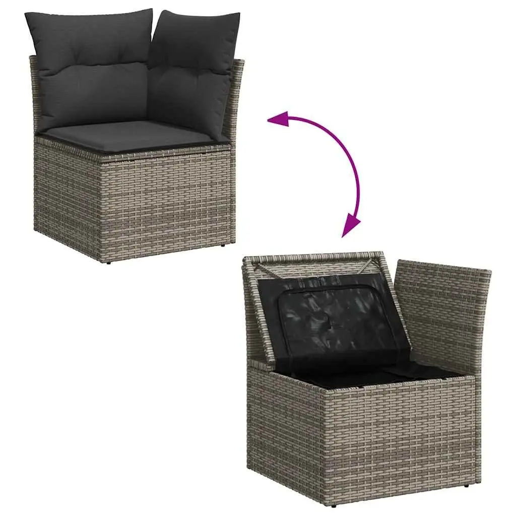 7 Piece Garden Sofa Set with Storage Cushions Grey Outdoor Patio Furniture