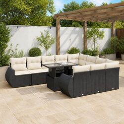 Garden Sofa Set 11 Piece Outdoor Furniture Patio Black Poly Rattan Modular
