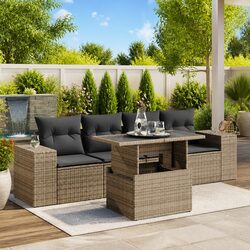Garden Sofa Set 5 Piece Outdoor Furniture Grey Poly Rattan Patio Lounge Modular