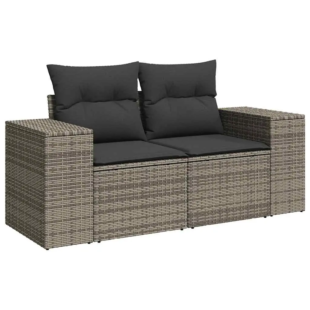 7 Piece Garden Sofa Set Outdoor Furniture with Cushions Grey Poly Rattan Patio