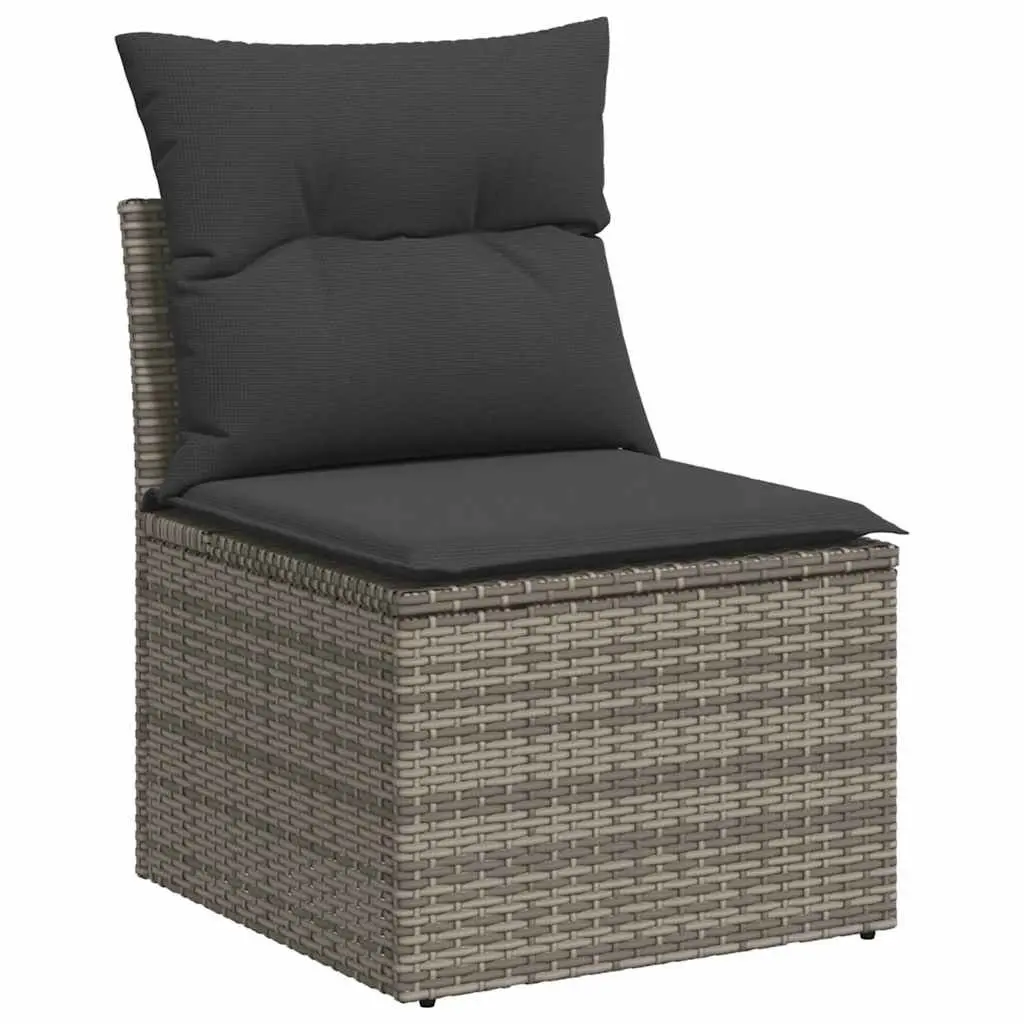 7 Piece Garden Sofa Set Outdoor Furniture with Cushions Grey Poly Rattan Patio