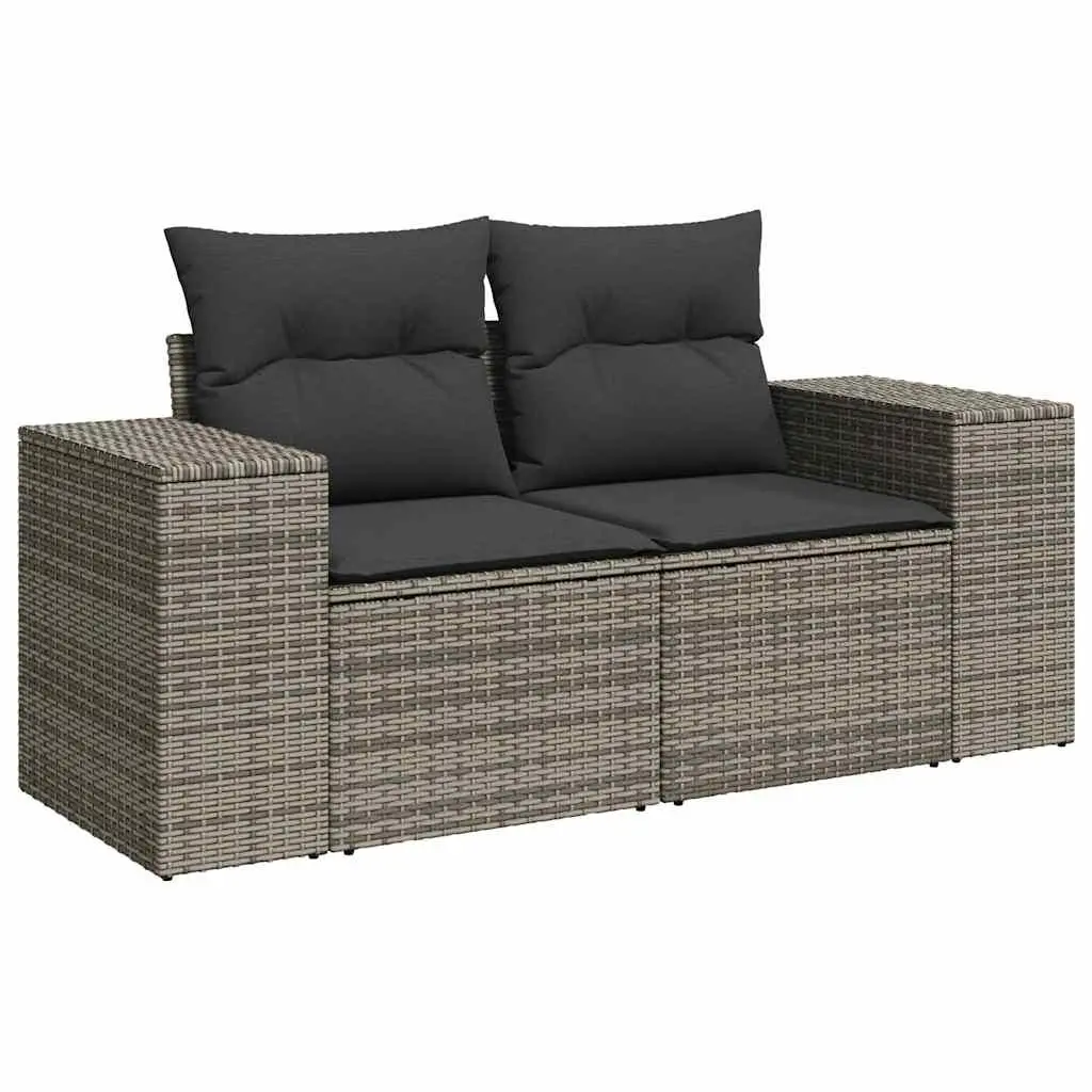 7 Piece Garden Sofa Set Grey Poly Rattan Outdoor Patio Furniture with Storage