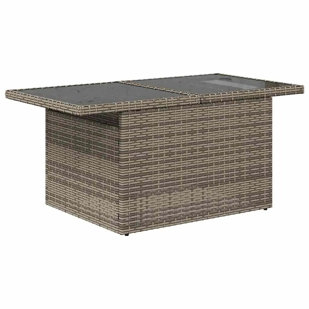 7 Piece Garden Sofa Set Grey Poly Rattan Outdoor Patio Furniture with Storage