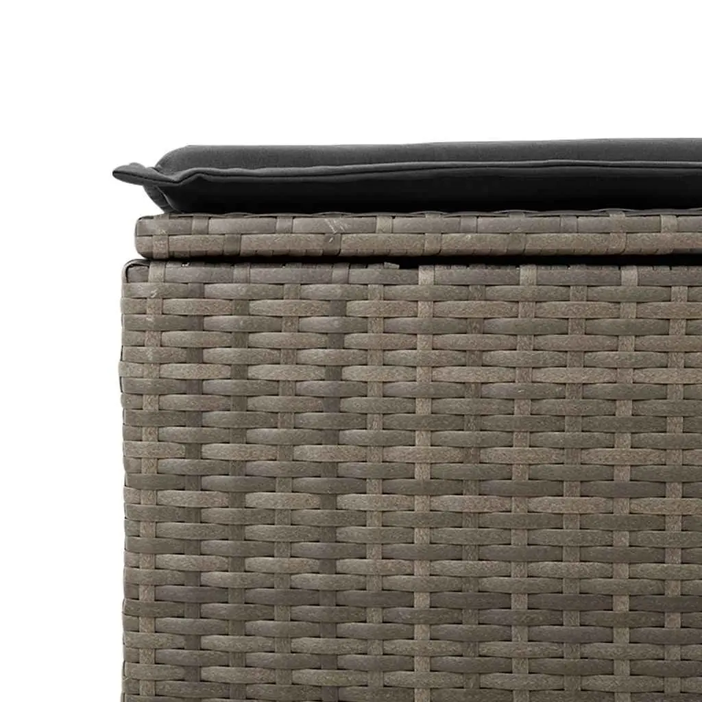 7 Piece Garden Sofa Set with Storage Cushions Grey Poly Rattan Outdoor Furniture