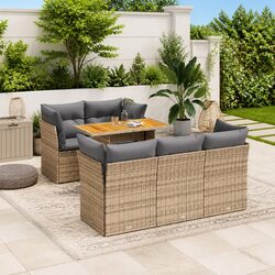 Garden Sofa Set 6 Piece Outdoor Furniture Patio Seating with Cushions Beige