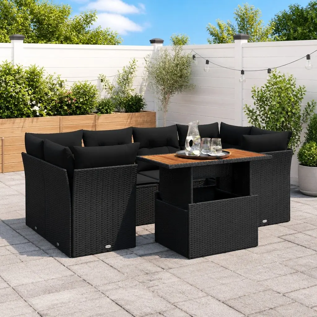 7 Piece Garden Sofa Set Outdoor Furniture Patio Lounge with Cushions Black
