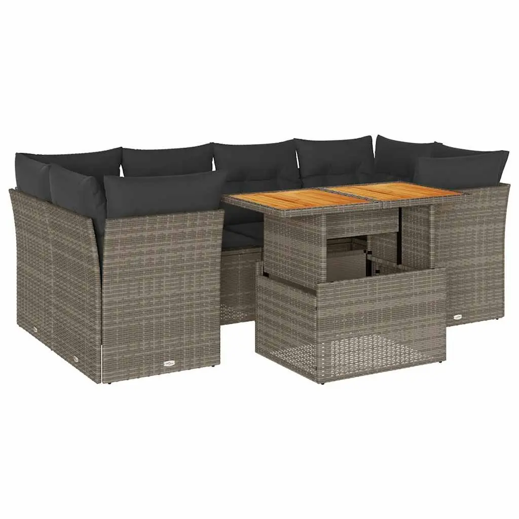 7 Piece Garden Sofa Set with Storage Grey Outdoor Patio Furniture Cushions