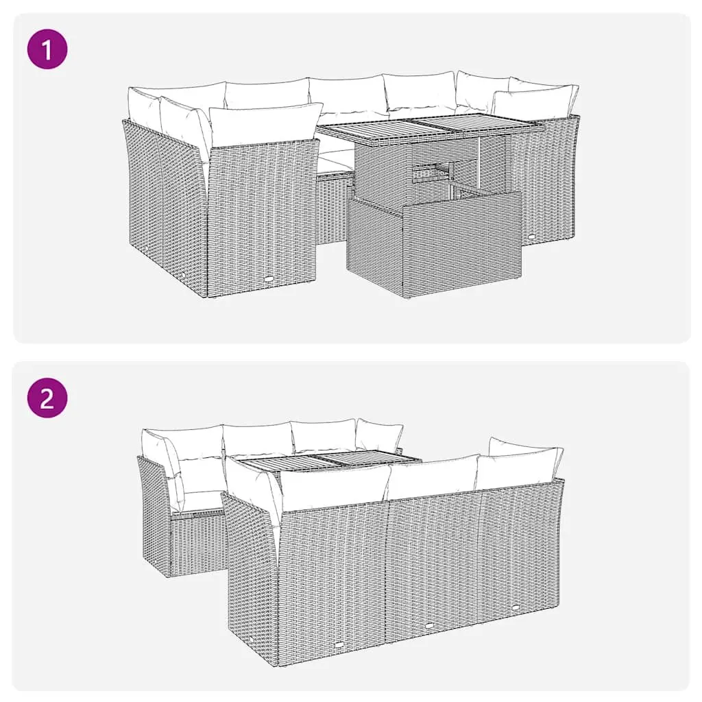 7 Piece Garden Sofa Set with Storage Grey Outdoor Patio Furniture Cushions