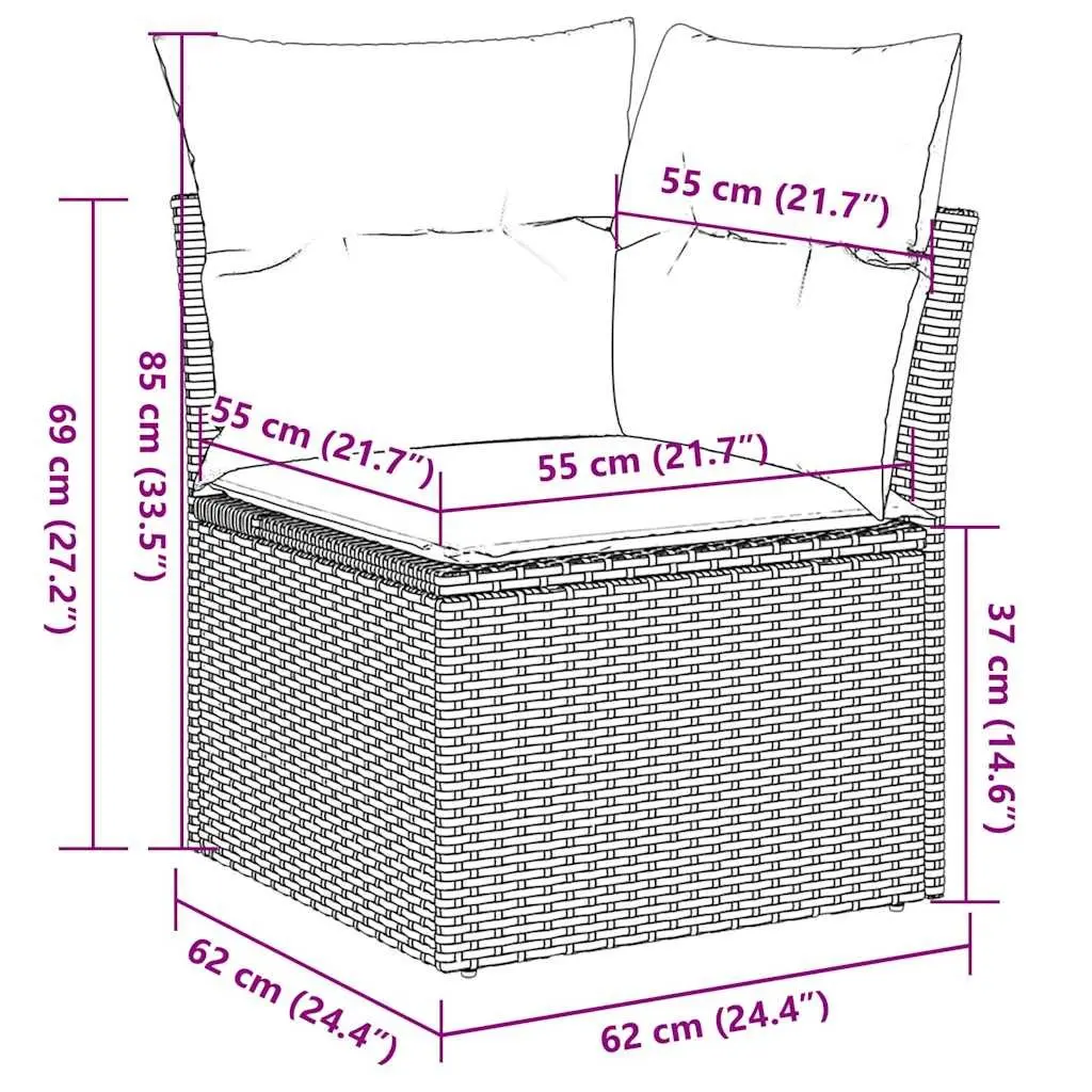 9 Piece Garden Sofa Set Beige Poly Rattan Outdoor Furniture with Cushions