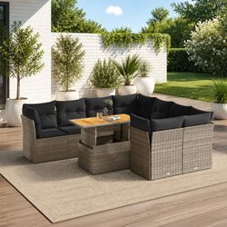 Garden Sofa Set 9 Piece Outdoor Furniture Patio Grey Poly Rattan Modular with