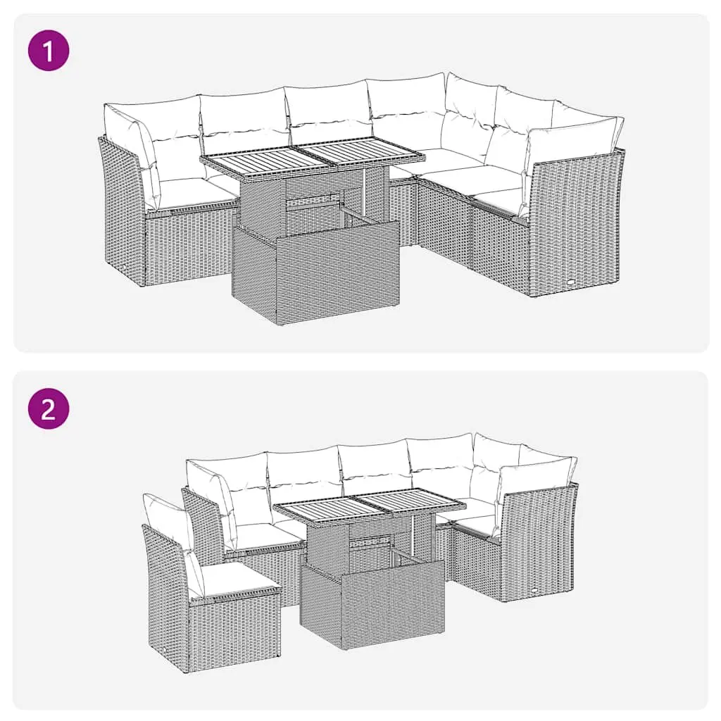 7-Piece Garden Sofa Set with Storage Cushions Grey Outdoor Patio Furniture