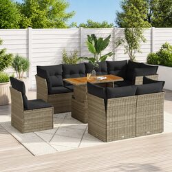 Garden Sofa Set 9 Piece Outdoor Furniture Grey Poly Rattan Patio Modular
