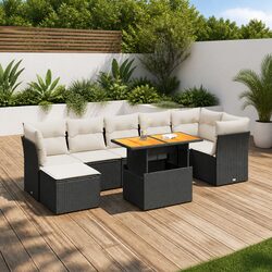 Garden Sofa Set 8 Piece Outdoor Furniture Patio Lounge Black Rattan Modular