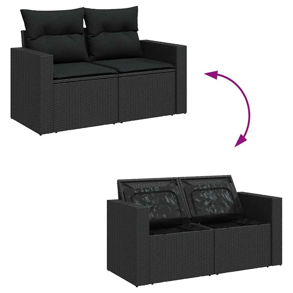 5 Piece Garden Sofa Set with Cushions Black Outdoor Patio Furniture Modular