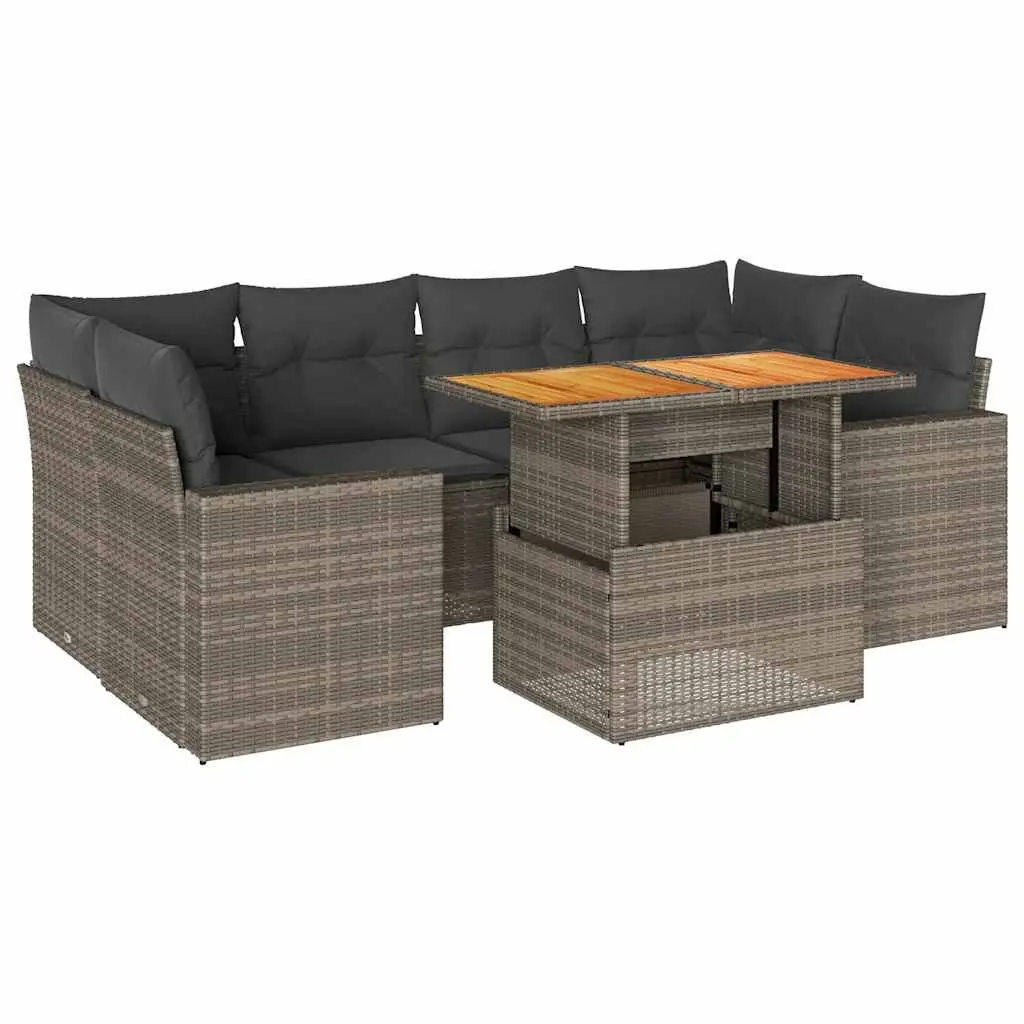 7 Piece Garden Sofa Set with Storage Cushions Grey Outdoor Furniture Patio