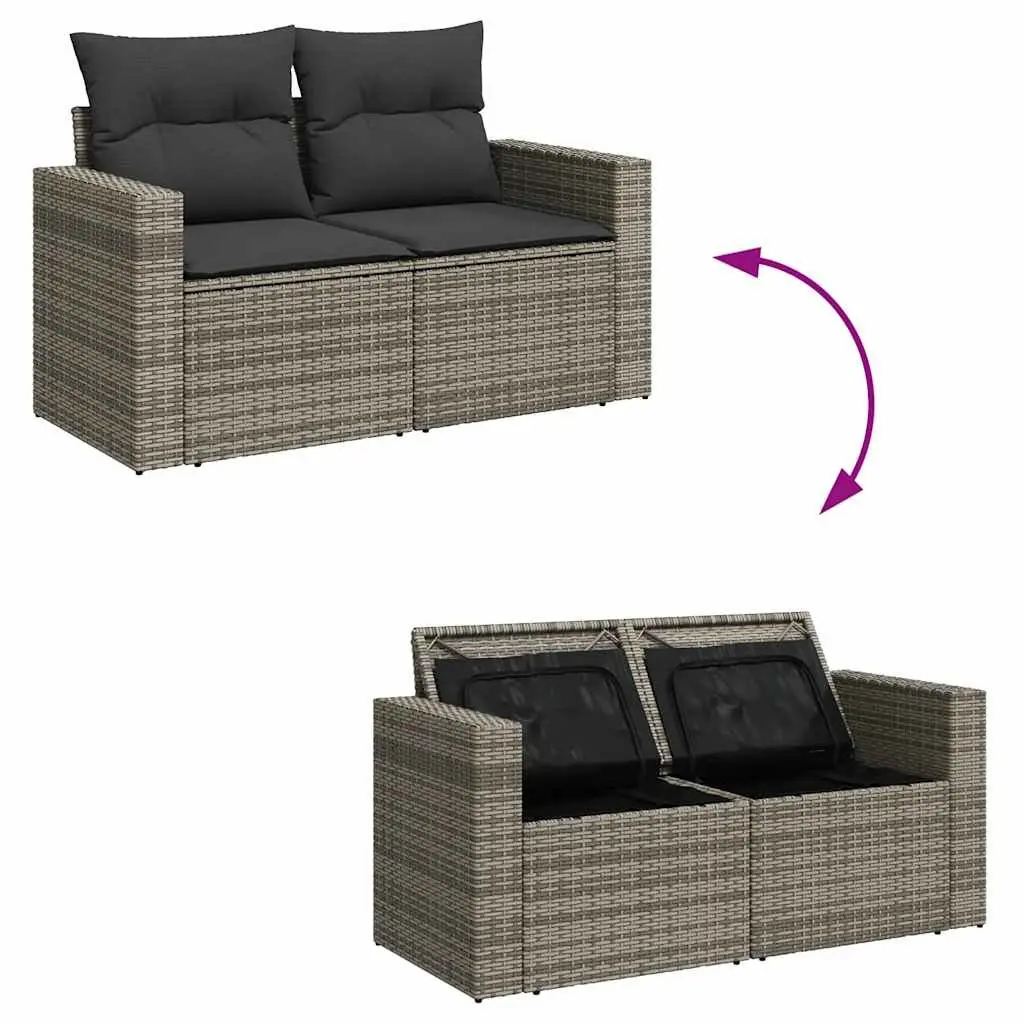 7 Piece Garden Sofa Set with Storage Cushions Grey Outdoor Furniture Patio