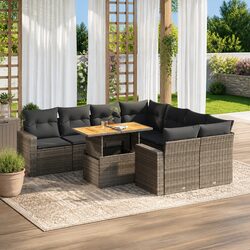 Garden Sofa Set 9 Piece Outdoor Furniture Grey Poly Rattan Patio Lounge Modular