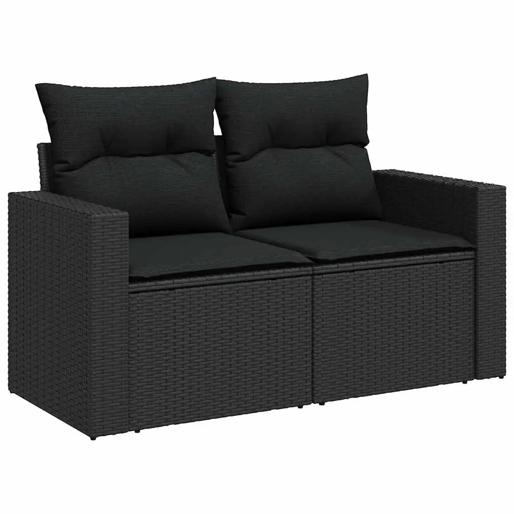 6 Piece Garden Sofa Set Outdoor Furniture Black PE Rattan Patio Lounge with