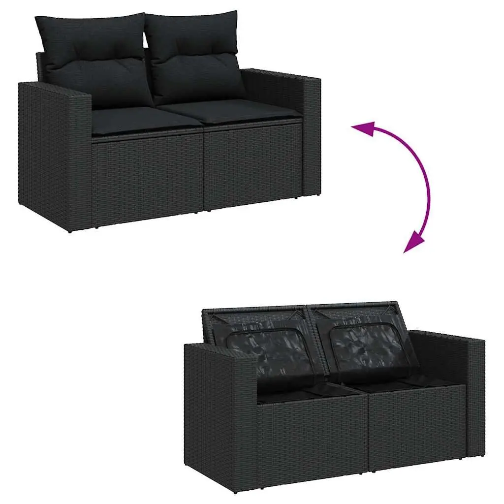Garden Sofa Set 8 Piece Outdoor Furniture Patio Black Poly Rattan Modular