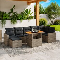 Garden Sofa Set 8 Piece Outdoor Furniture Modular Grey Patio Seating Lounge