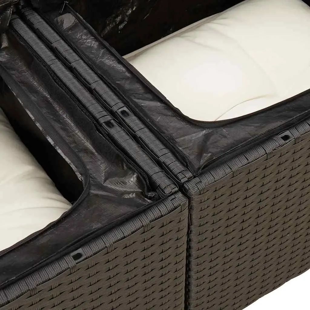 11 Piece Outdoor Garden Sofa Set with Storage Cushions Black Poly Rattan