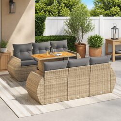 7 Piece Garden Sofa Set Outdoor Furniture Patio Sectional Beige with Cushions