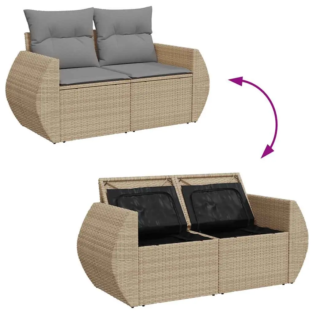 7 Piece Garden Sofa Set Outdoor Furniture Patio Sectional Beige with Cushions