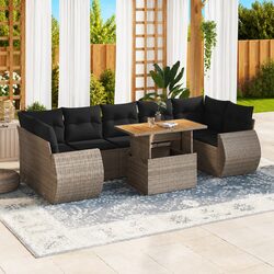 Garden Sofa Set 8 Piece Outdoor Furniture Grey Poly Rattan Patio Seating