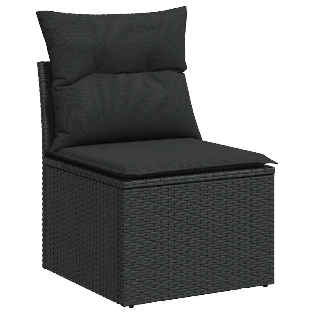 Garden Sofa Set Modular 7 Piece Outdoor Furniture Black PE Rattan Patio Lounge