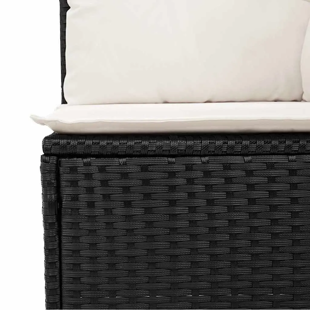 7 Piece Outdoor Garden Sofa Set Black Poly Rattan Furniture with Storage