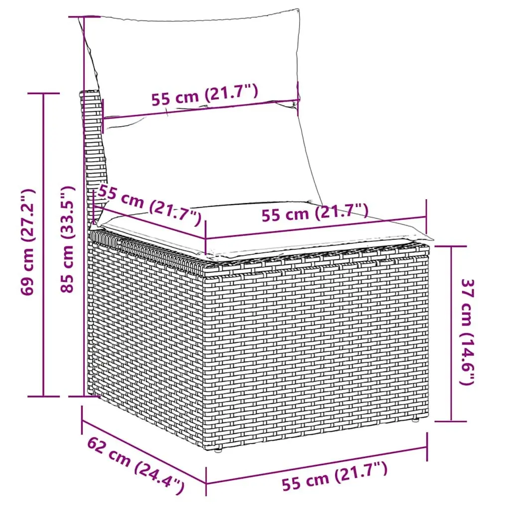 6 Piece Garden Sofa Set Grey Outdoor Furniture Patio Seating Poly Rattan with