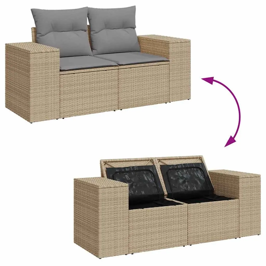 7 Piece Garden Sofa Set Outdoor Furniture Patio Lounge Grey Poly Rattan Cushions