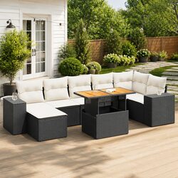 Garden Sofa Set 8 Piece Outdoor Furniture Patio Lounge Black Poly Rattan Modular