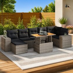 Garden Sofa Set 8 Piece Outdoor Furniture Grey Poly Rattan Patio Modular Lounge