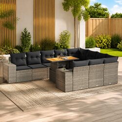 Garden Sofa Set 10 Piece Outdoor Furniture with Cushions Grey Modular Patio