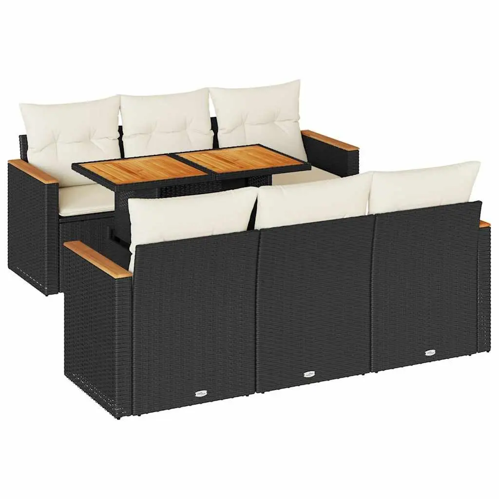 7 Piece Garden Sofa Set with Storage Cushions Outdoor Patio Furniture Black