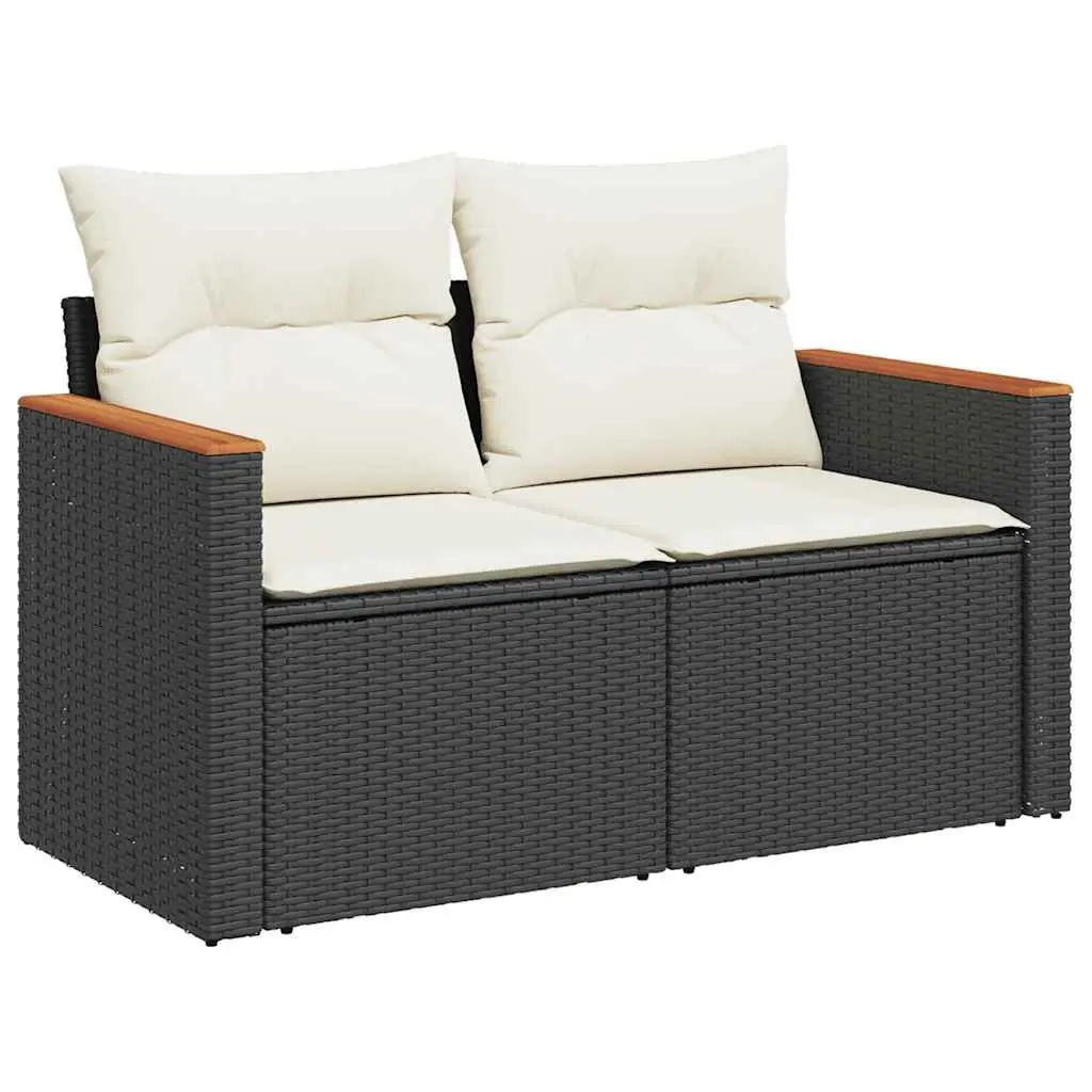 7 Piece Garden Sofa Set with Storage Cushions Outdoor Patio Furniture Black