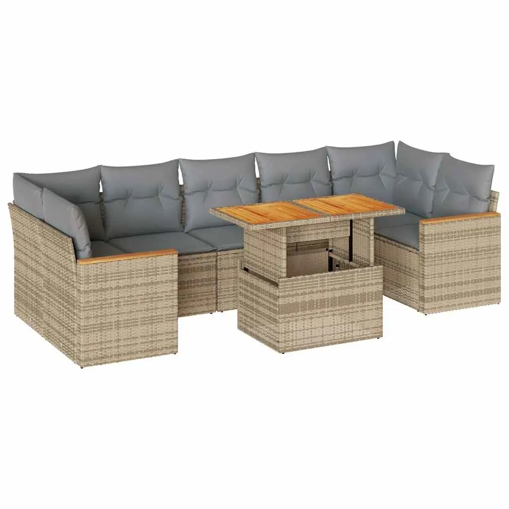 7 Piece Garden Sofa Set with Storage Cushions Beige Outdoor Furniture Patio