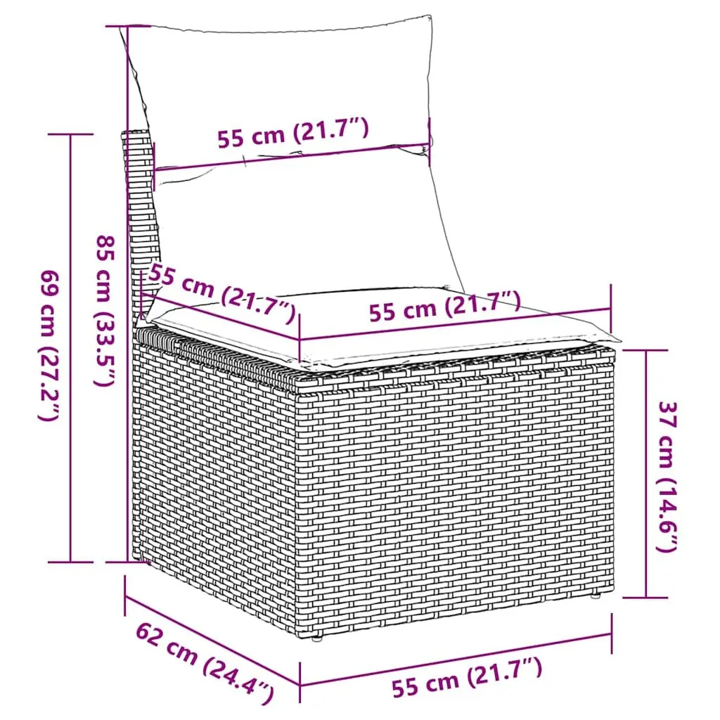 7 Piece Garden Sofa Set Grey Poly Rattan Outdoor Furniture with Storage Cushions