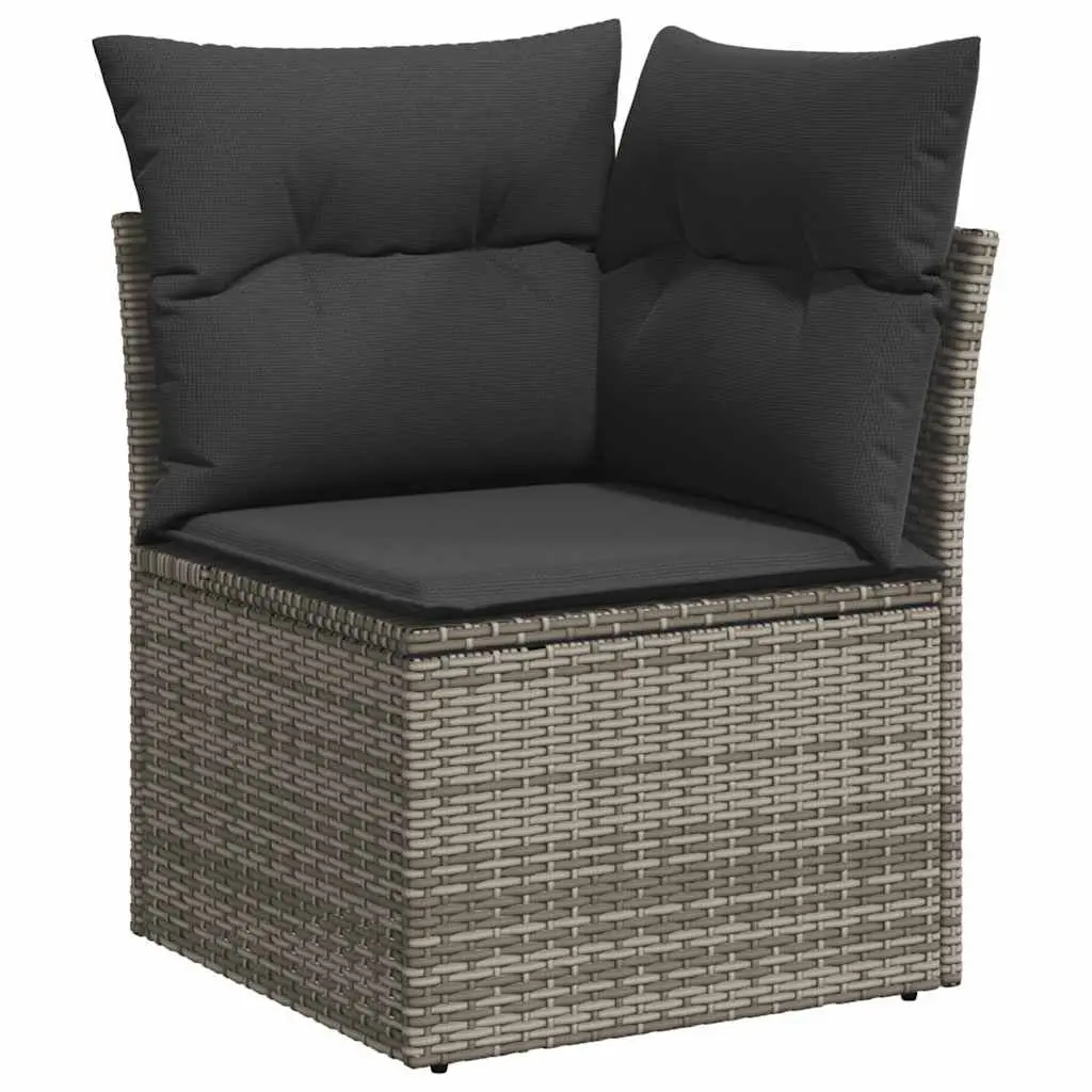 7 Piece Garden Sofa Set Grey Poly Rattan Outdoor Furniture with Storage Cushions