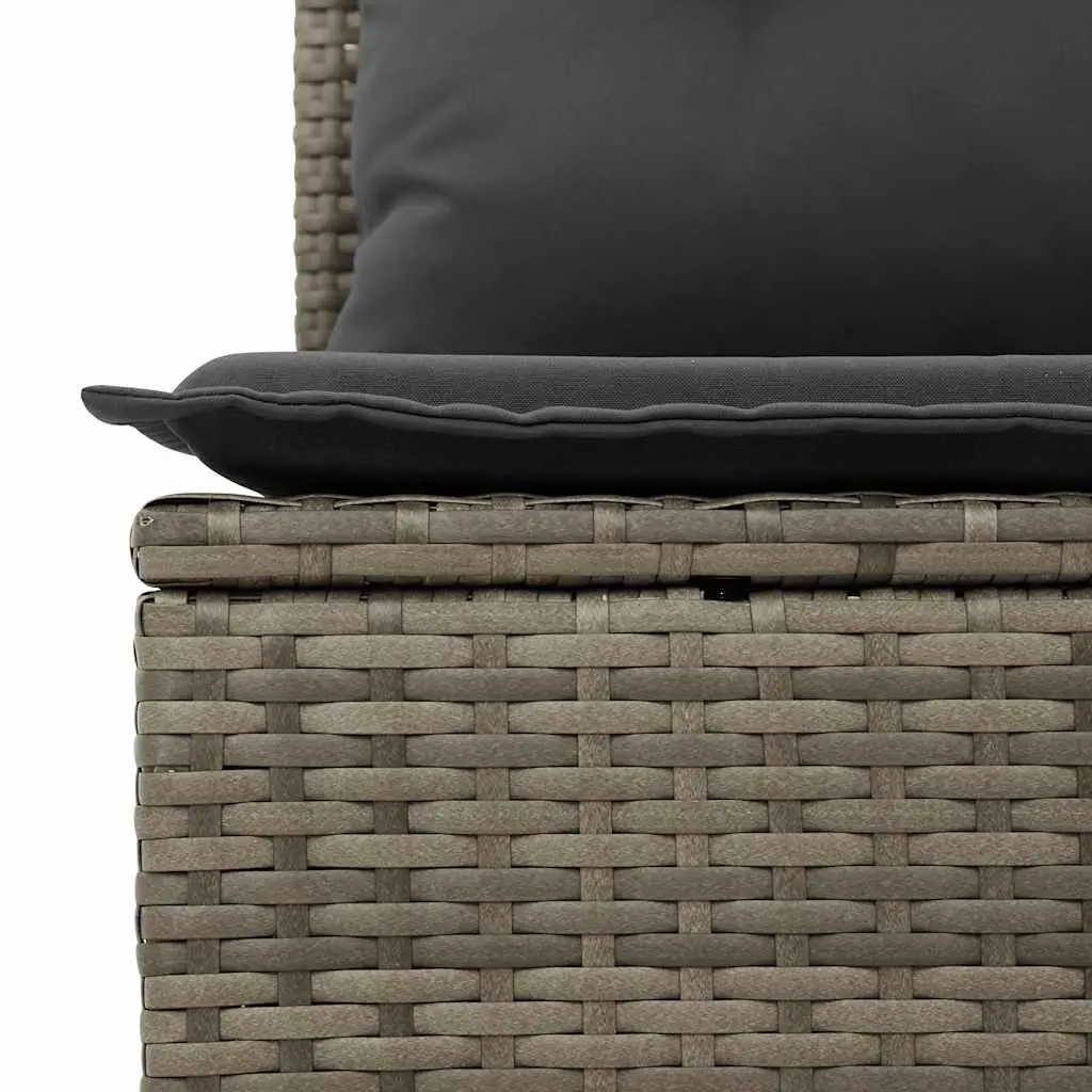 7 Piece Garden Sofa Set Grey Poly Rattan Outdoor Furniture with Storage Cushions