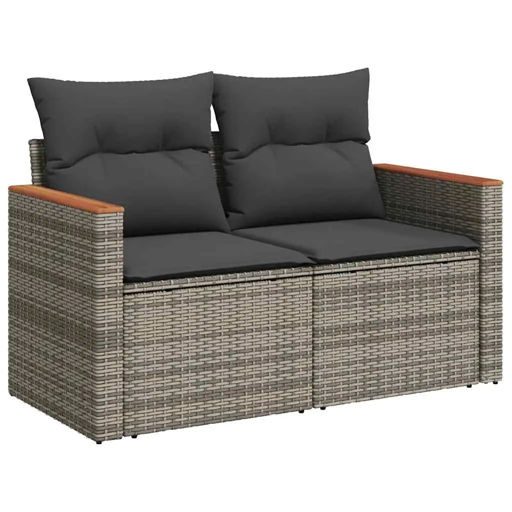 6 Piece Garden Sofa Set with Storage Grey Poly Rattan Outdoor Furniture Patio
