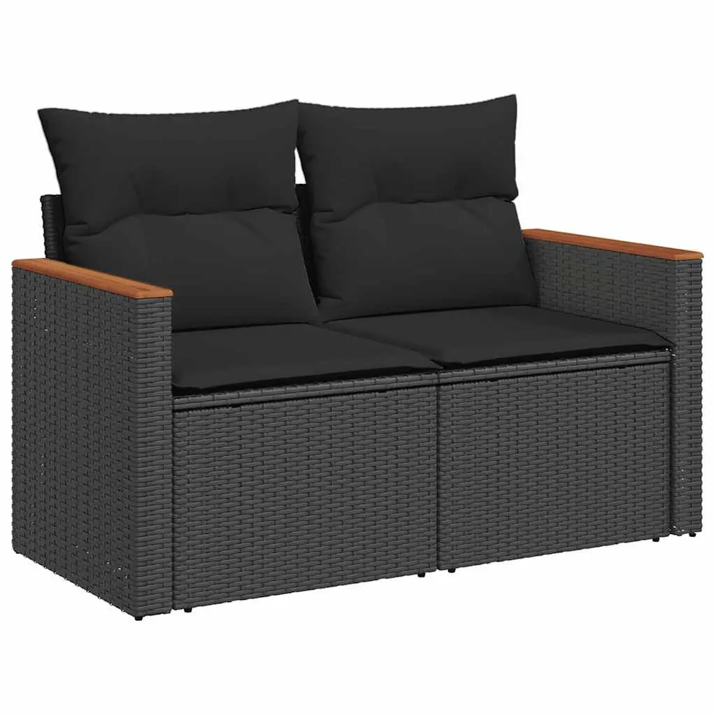 5 Piece Garden Sofa Set with Storage Cushions Black Outdoor Patio Furniture