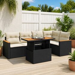 Garden Sofa Set 5 Piece Outdoor Furniture Black PE Rattan Modular Patio Seating